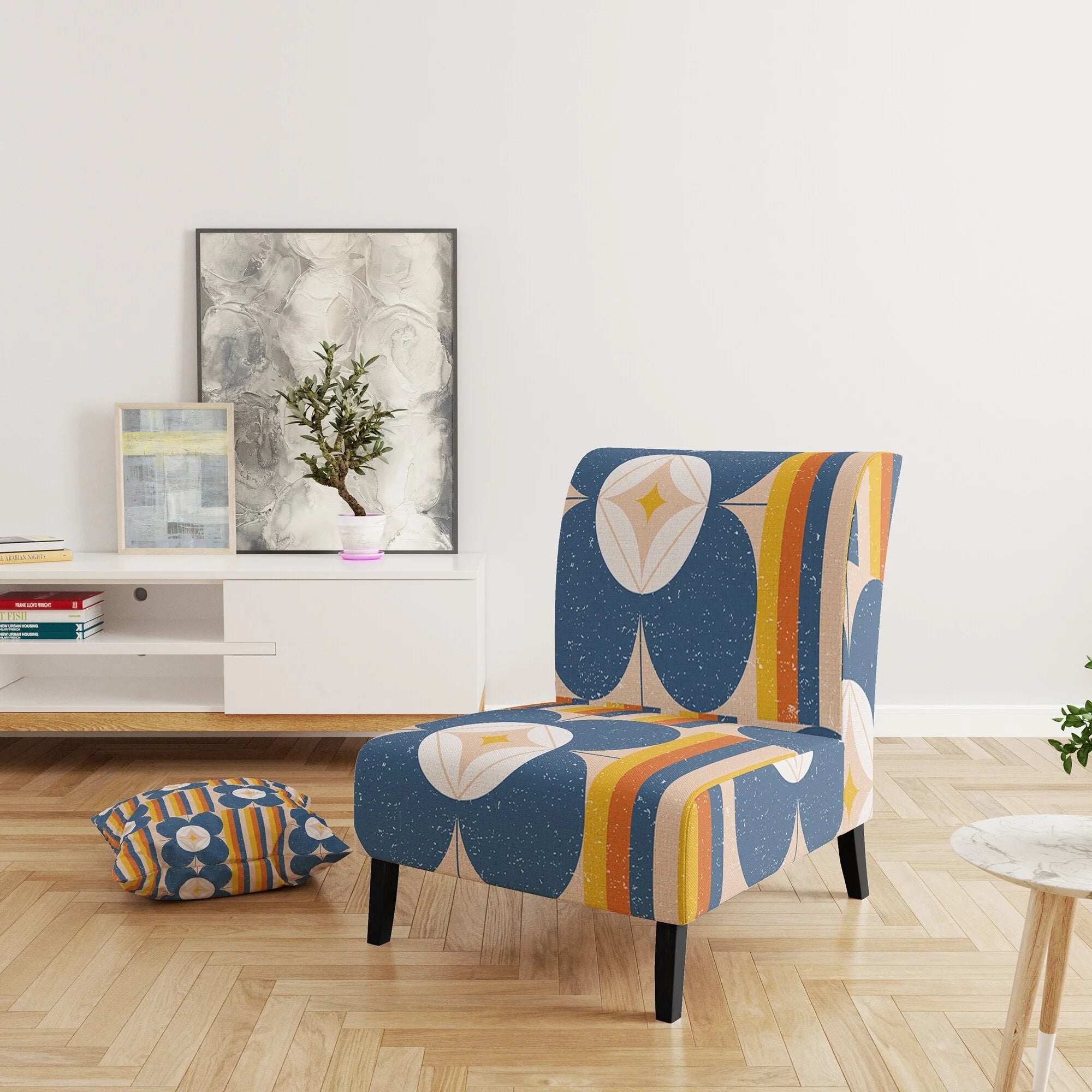 Retro Floral Pattern Upholstered Accent Chair E816236