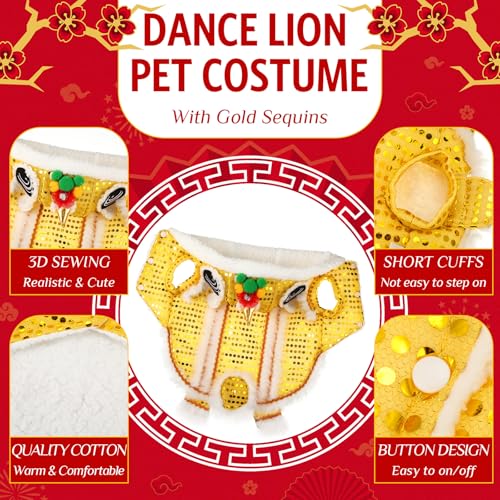 Red Lion Dance Dog Costume Hoodie (2X-Large) Z355
