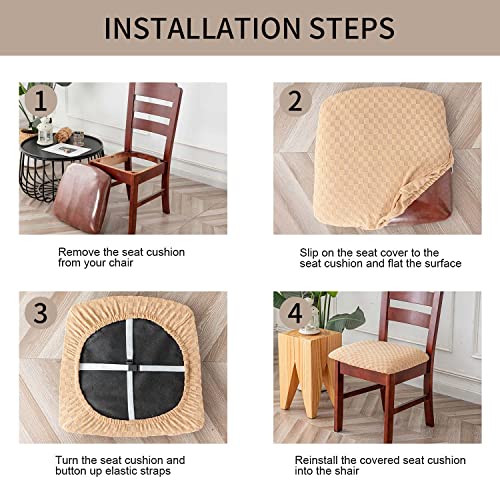 Ivory Jacquard Dining Chair Seat Covers (4) I69805
