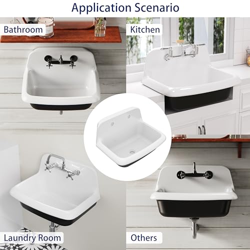 White and Black Porcelain Utility Sink I78176