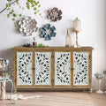Accent Cabinet with 4 Doors and Wood Carved Floral Doors X834