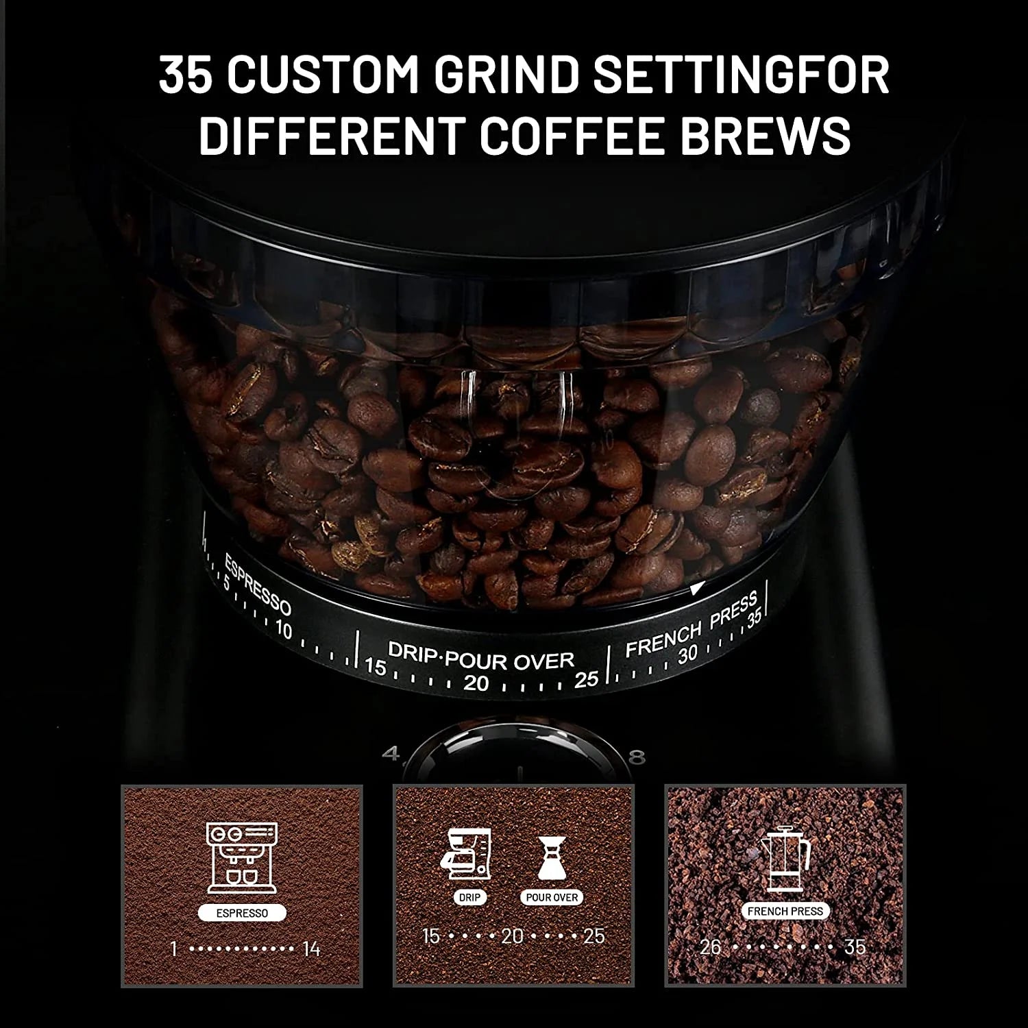 Conical Burr Coffee Grinder with 35 Grind Settings W6738