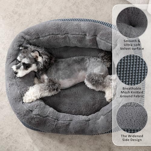 Small Dog Bed Washable Orthopedic Pet Bed with Anti-Slip Bottom S(20"x19"x6") S470702