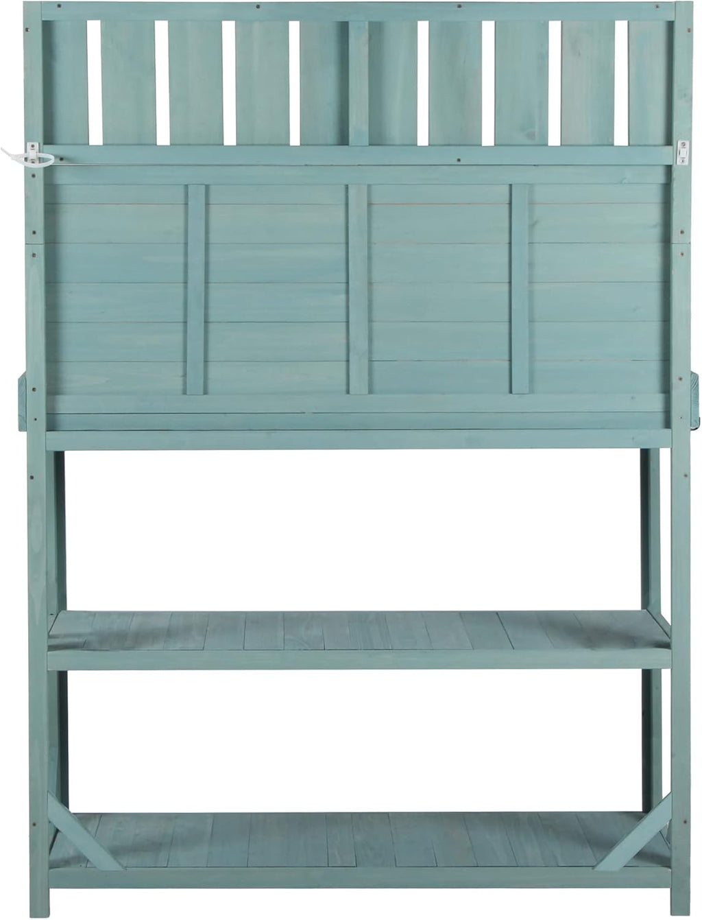 Green Wooden Potting Bench Table with 4 Storage Shelves and 3 Side Hook Z36850