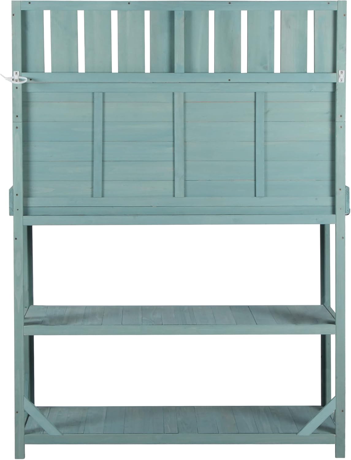 Green Wooden Potting Bench Table with 4 Storage Shelves and 3 Side Hook Z36850