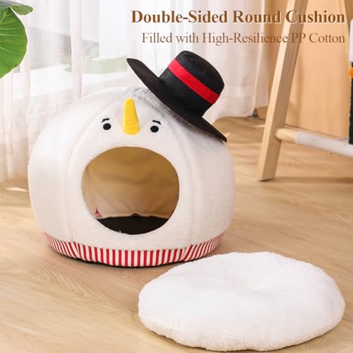 Snowman-Shaped Enclosed Cat Bed Cave with Washable Mat H86536