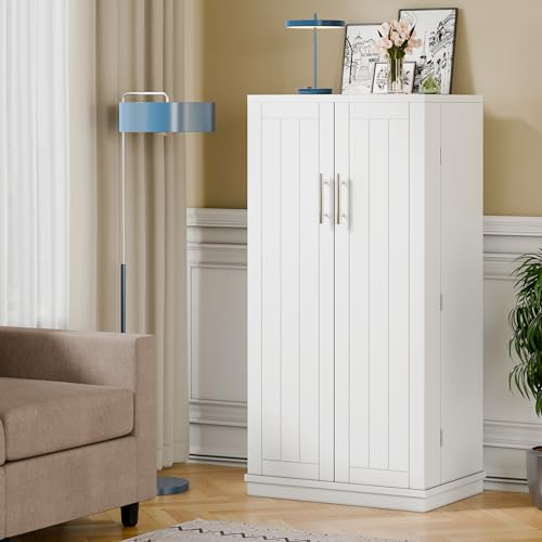 Black Wooden Pantry Cabinet with Doors and Adjustable Shelves R5718