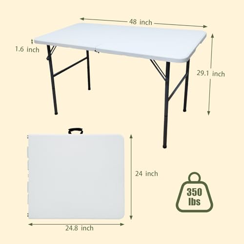Black 4FT Square Plastic Folding Table T30419