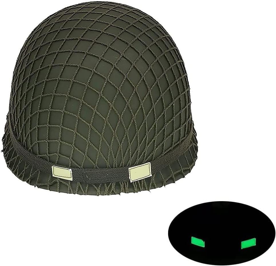 WW2 US Army M1 Helmet Steel Shell with Net Canvas Chin Strap Cat Eye Band H30725