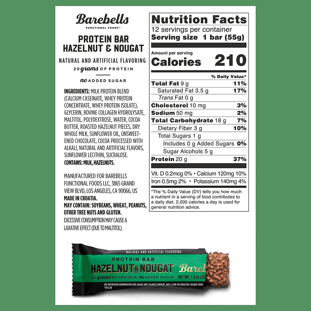 12 Count 1.9oz Hazelnut & Nougat Protein Bars B980855