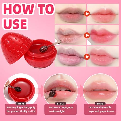 6 PCS Mini Strawberry Lemon Peach Cherry Moisturizing Lip Sleeping Mask Set Y763975