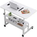 Adjustable Height Mobile Laptop Desk on Wheels (Oak) M24669