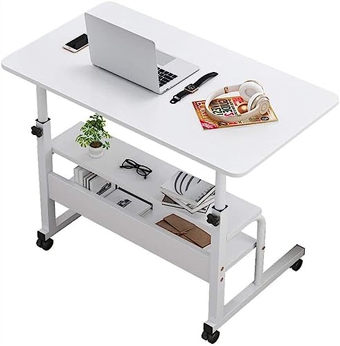 Adjustable Height Mobile Laptop Desk on Wheels (Oak) M24669