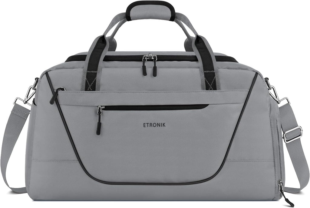 Grey Gym Duffle Bag with Lock and Shoe Compartment Y6468