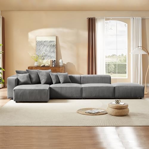 Cream Curved Boucle Modular Sectional Sofa Set 4 Seat P180402