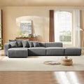 Cream Curved Boucle Modular Sectional Sofa Set 4 Seat P180402