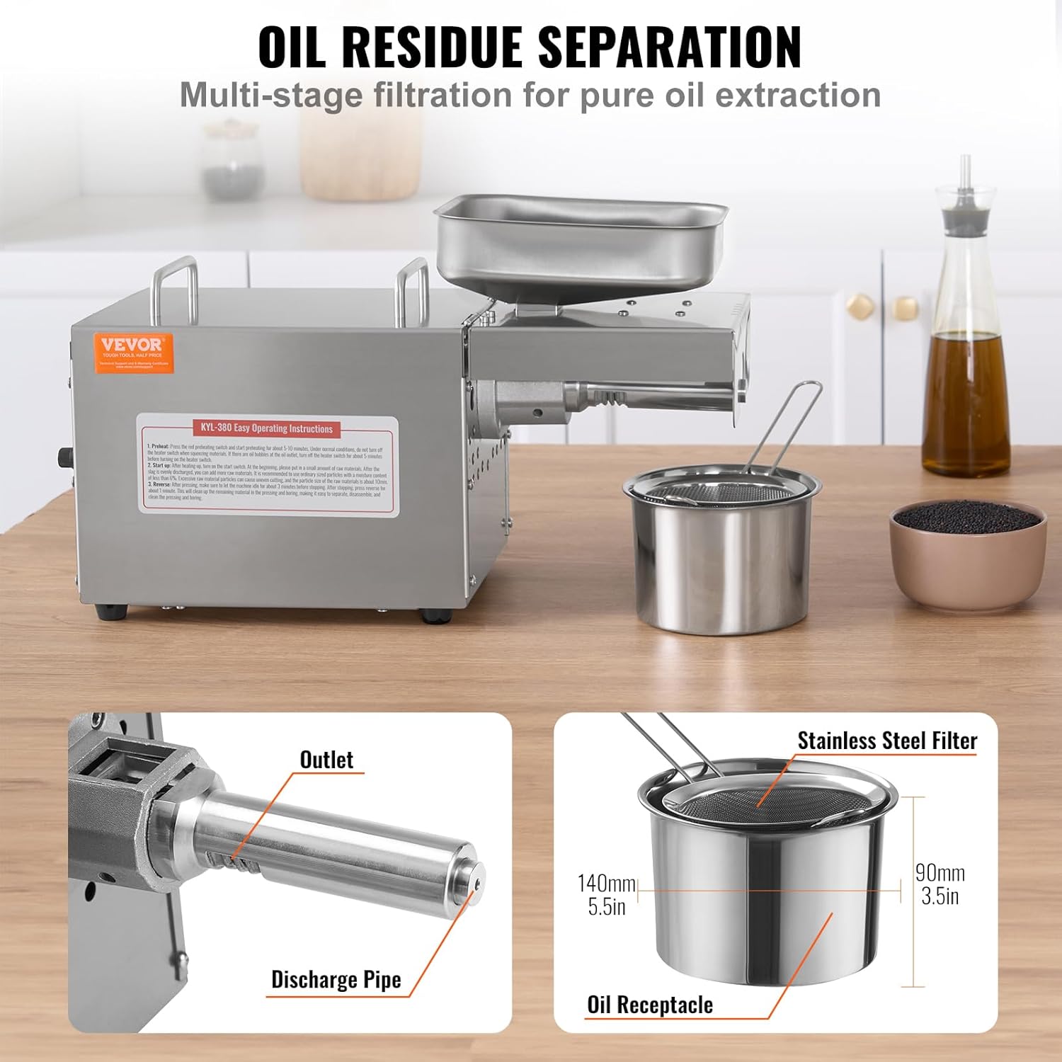 700W Stainless Steel Electric Oil Press Machine N166