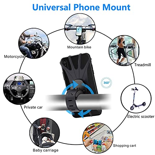 2 Pack Universal Bike Phone Mounts, 360 Rotation Silicone Holders F5821