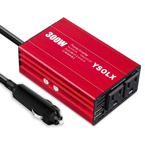 500W Power Inverter DC 12V to 110V AC Converter with 2 USB Ports and 2 AC Outlet I128618