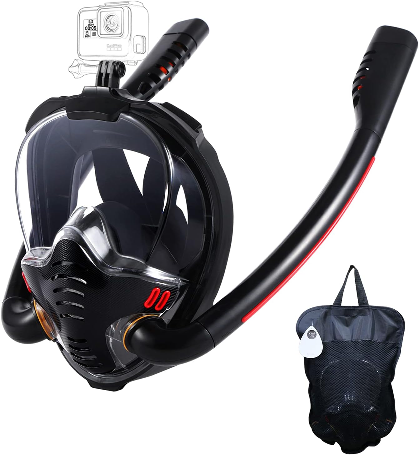Full Face Snorkel Mask with Anti-Fog Wipes, 180 Degree Panoramic HD View Snorkeling Mask, Anti-Leak Dry Top Set Pack of 2 Q258312