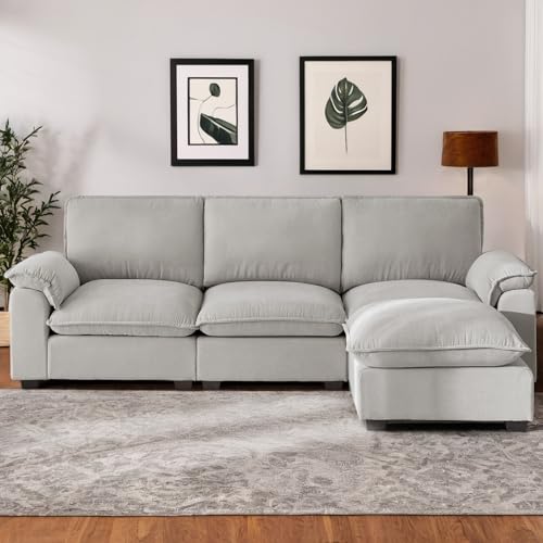 Ivory Beige Chenille Modular Sectional Sofa E504