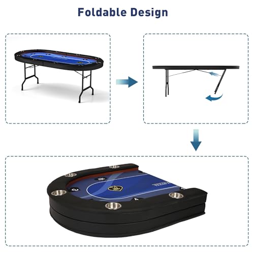 84" Foldable Blackjack Poker Table with Cup Holders C70259