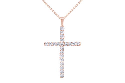 0.30 Carat 14K Solid Gold Round Diamond Cross Pendant L87256