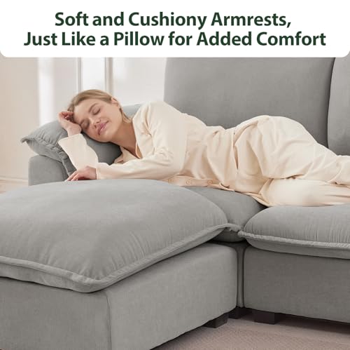 Ivory Beige Chenille Modular Sectional Sofa E504