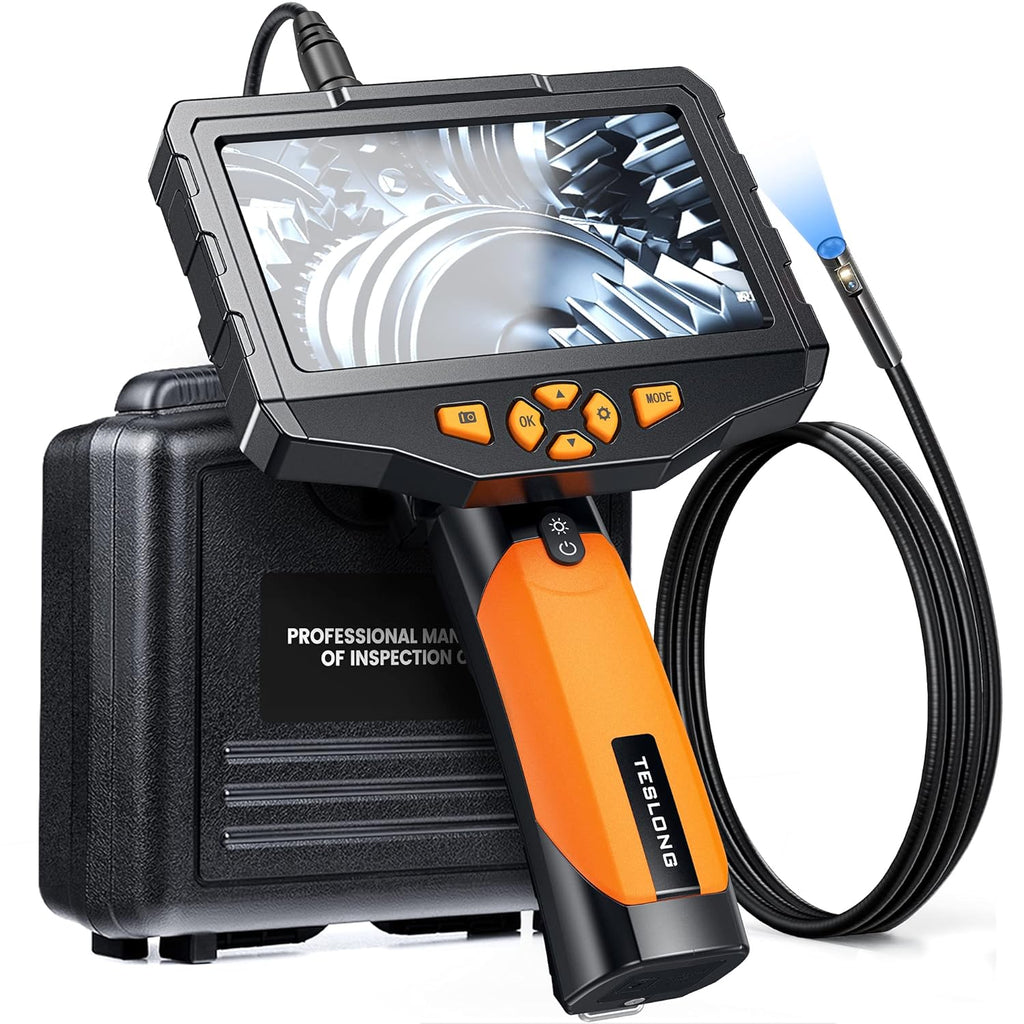 Dual Lens Inspection Camera with Light, 5 IPS Screen, 16.4ft Flexible Probe, 1080p T601041
