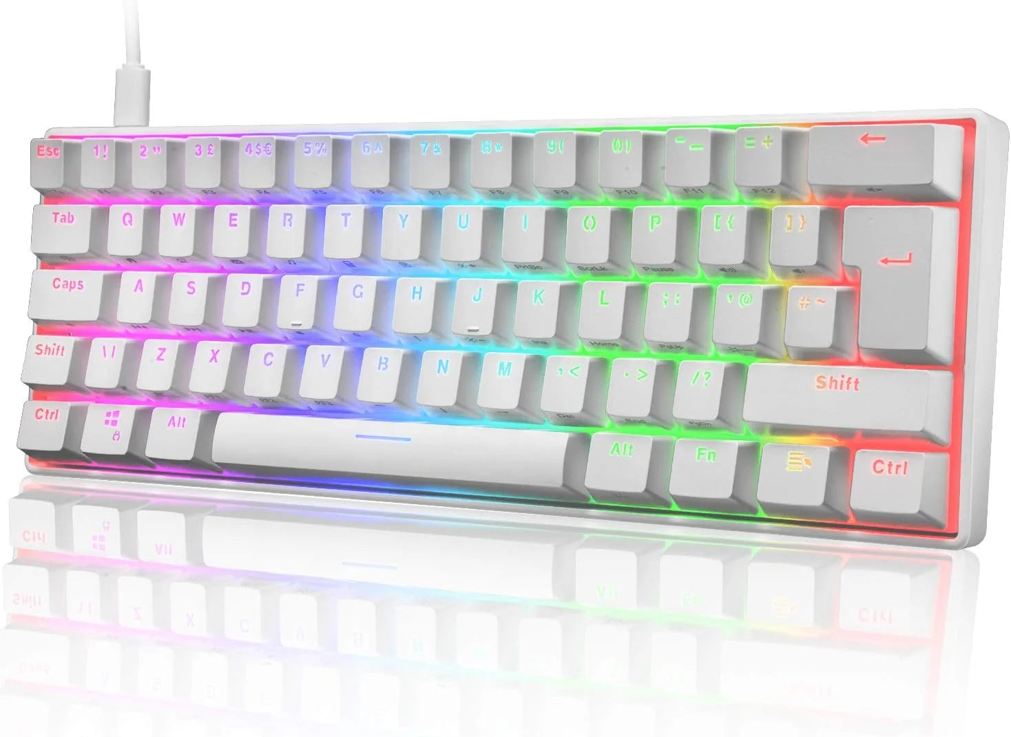White 62 Keys Wired Mechanical Gaming Keyboard H72860