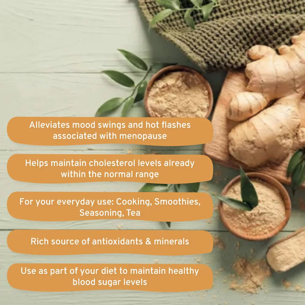 Organic Ginger Powder 454g 100% Raw Ground Ginger Root Powder in Resealable Zip Lock Pouch V382