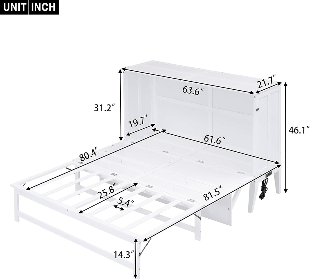 White Wood Queen Murphy Bed Y43570