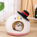 Snowman-Shaped Enclosed Cat Bed Cave with Washable Mat H86536