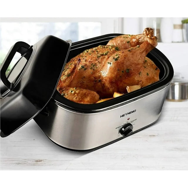 24 QT Stainless Steel Electric Roaster Oven with Self-Basting Lid F313621