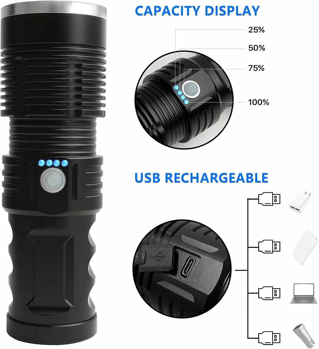 100000 Lumen Rechargeable Tactical Flashlight with Battery Q6687