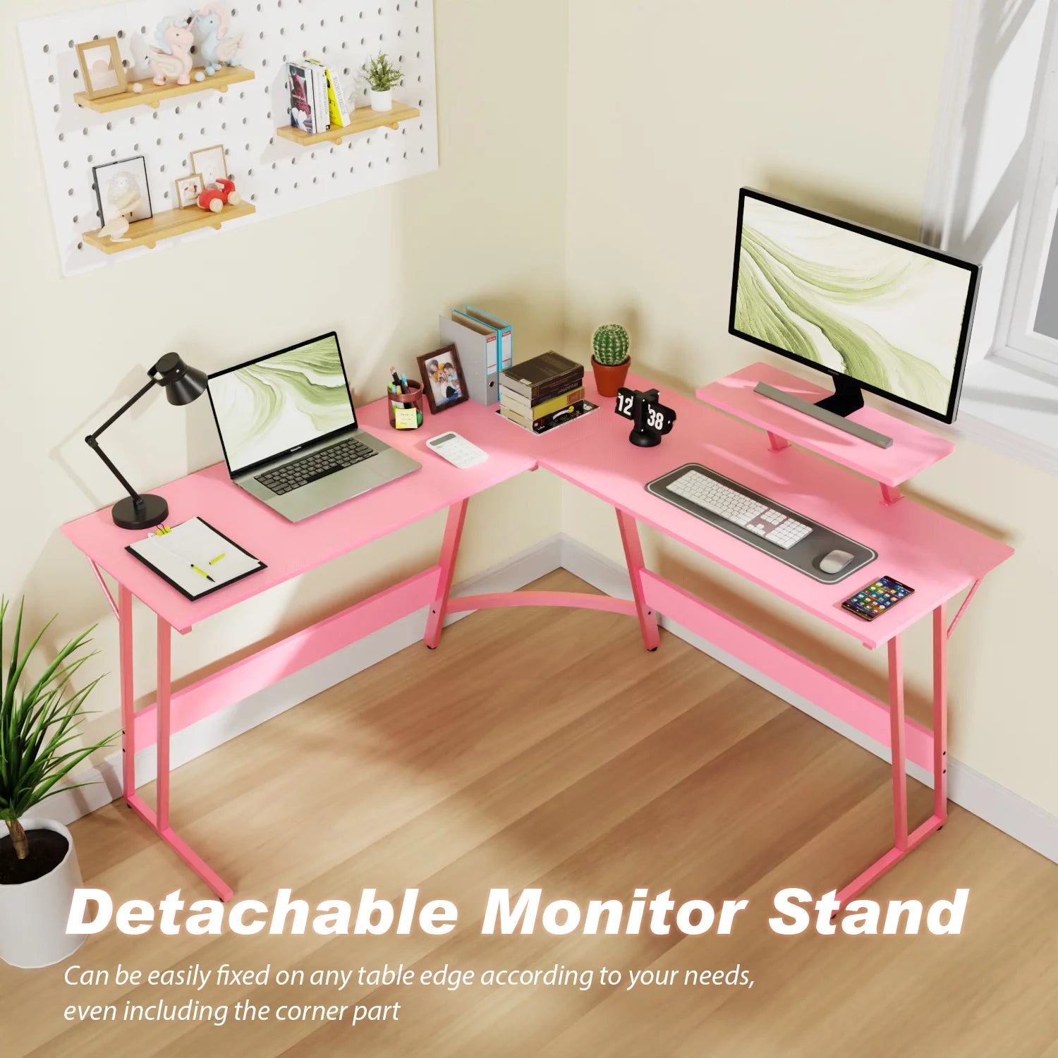 Pink L Shaped Desk L1419