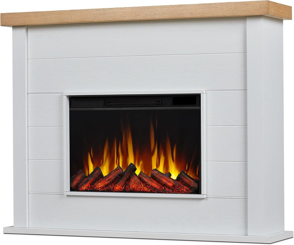 White 49" Slim Electric Fireplace with Mantel L13505
