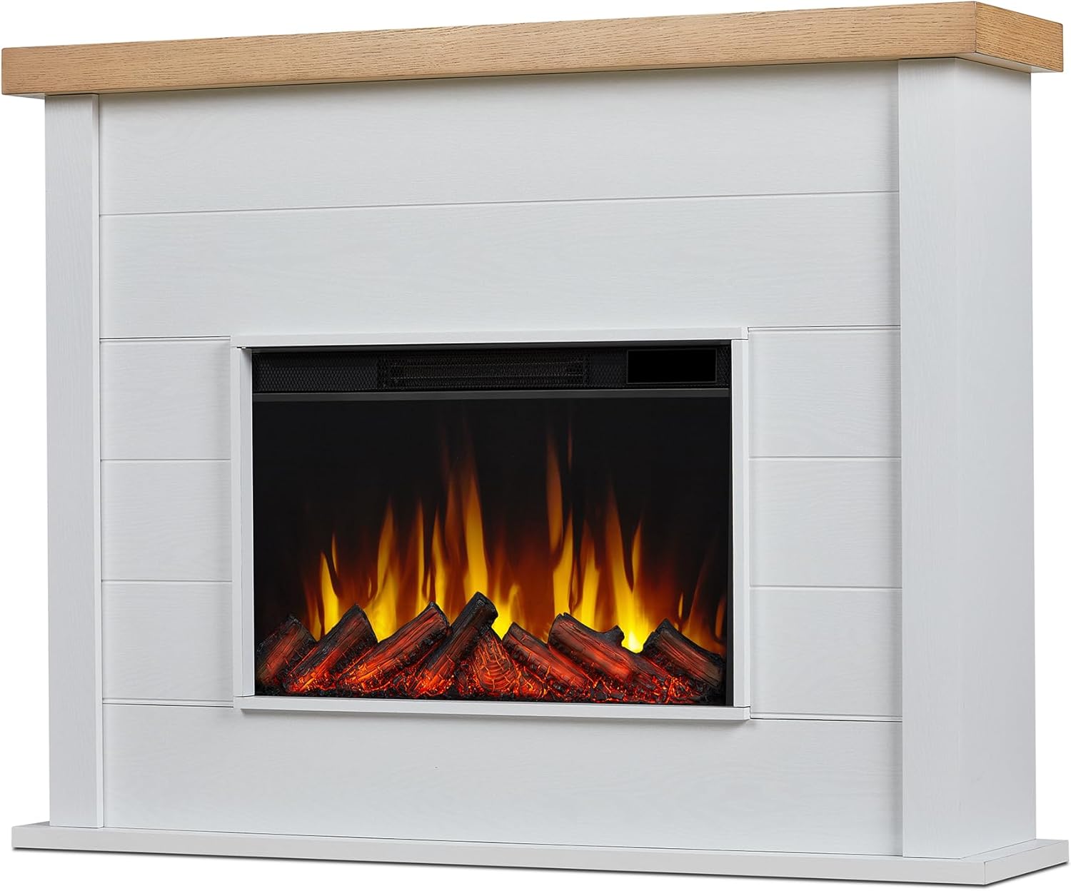 White 49" Slim Electric Fireplace with Mantel L13505