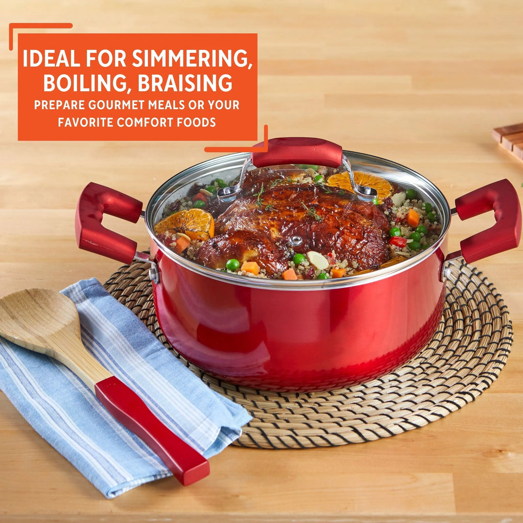 Red 4.9Qt Dutch Oven with Glass Lid T2931