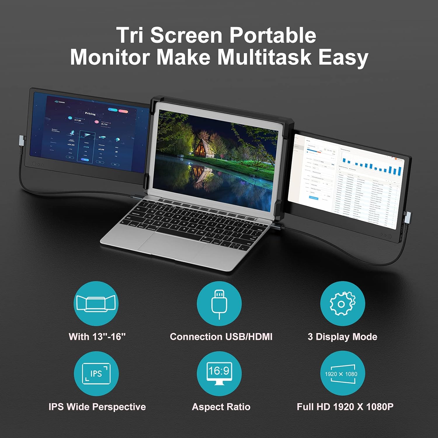 Portable Monitor for Laptop, Dual Screens with Kickstand, FHD 1080P IPS 11.6 L257