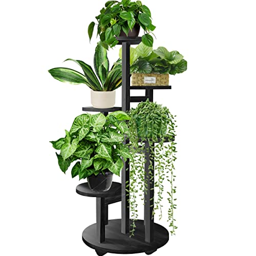 5 Tiered Walnut Wood Plant Stand W566