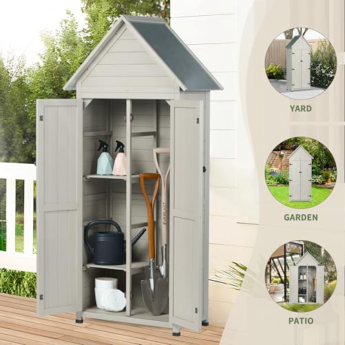 71" Wooden Outdoor Storage Shed with Adjustable Shelves S563
