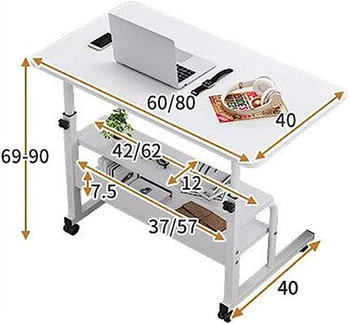 Adjustable Height Mobile Laptop Desk on Wheels (Oak) M24669