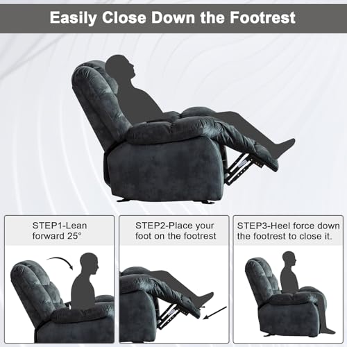 Soft Fabric Reclining Chair with Padded Backrest and Armrests Y703