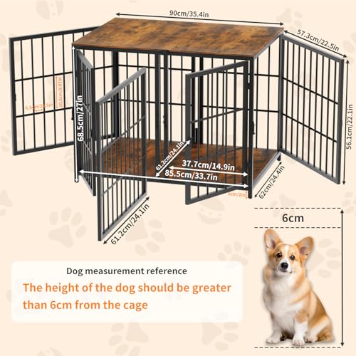 Large Wooden Dog Crate Furniture with Removable Divider K89923