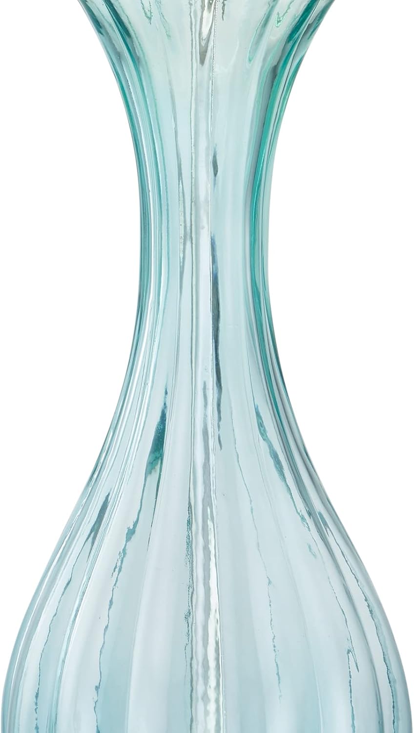 Set of 2 Blue Glass Table Lamps with White Shade R6486
