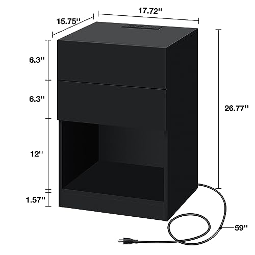 Set of 2 White LED Nightstand with Charging Station G271101