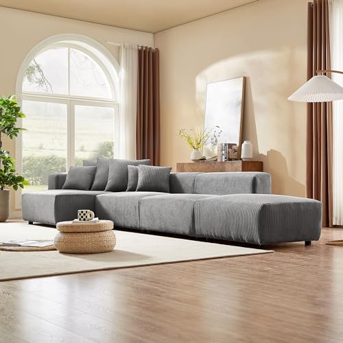 Cream Curved Boucle Modular Sectional Sofa Set 4 Seat P180402