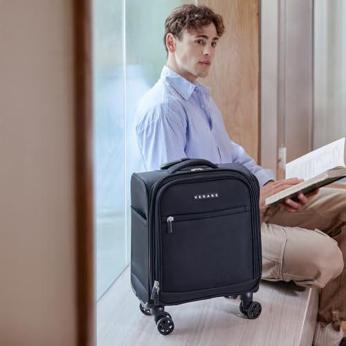 Black 14.5 Inch Softside Spinner Carry On Luggage Q73012