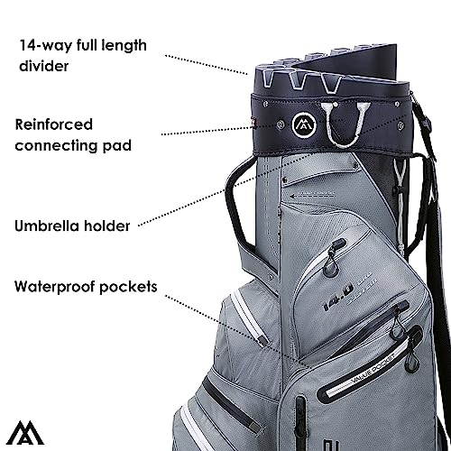 Waterproof Golf Cart Bag with 14 Way Divider Organizer Top D520